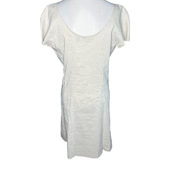Theory Linen Blend Jamelya Gray Short Sleeve Winslow Crepe Dress Sz 10 - Picture 4 of 9